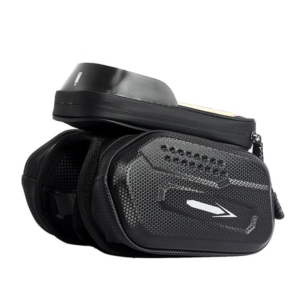 Rainproof Bike Bag Top Tube Hard Exterior Bike Frame Bag  Long‑distance Cycling чёрный