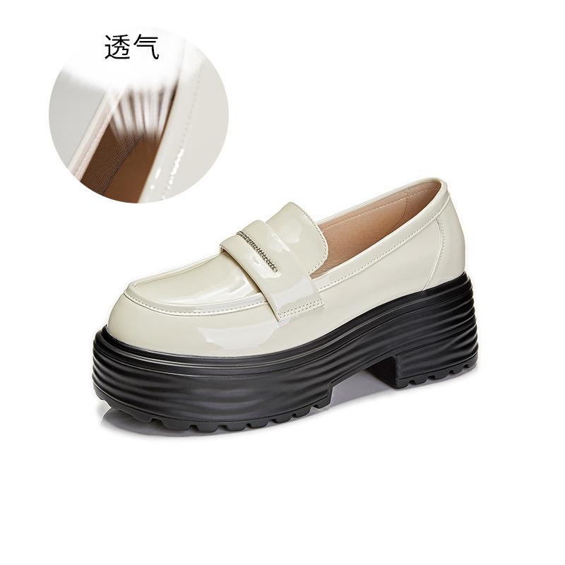 

Muffin sole loafers women s 2025 spring new women s platform single shoes British style small leather shoes one pedal women s shoes 35 бежевий
