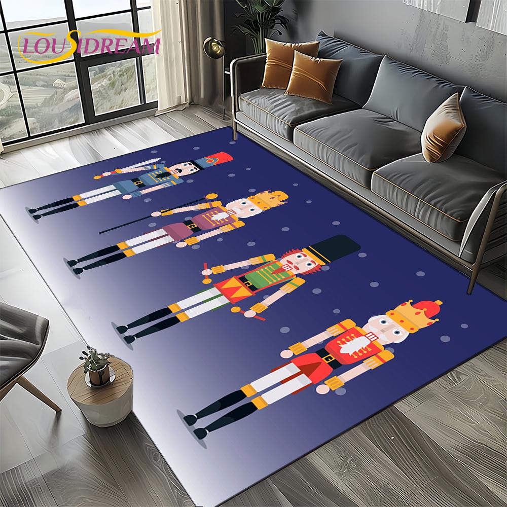 Christmas Tree New Year Nutcracker Cartoon Fairy Tales Carpet Rug for Living Room Bedroom Home Sofa Decoration,Kids Floor Mat