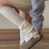 Harajuku Women's Leggings Gaiters Soft Acrylic Knitted Winter Leg Warmers Footless Socks with Side Split Buttons Decors