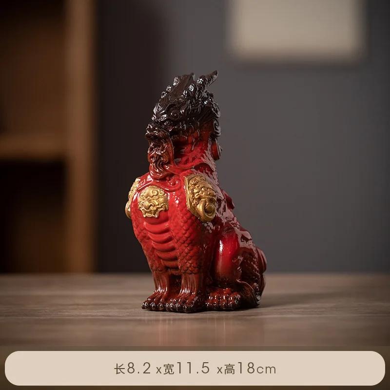Ceramic Fortune-telling Pixiu Ornaments A Pair of Home Living Room Entrance Qilin Crafts Office Desktop Opening Gifts