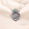 Pendente in Argento Ossidato 925 con Gemma Turchese Rame Naturale Blu 1.63" CP-22-46