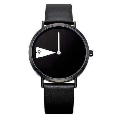 RORIOS Damen Minimalistische Einzigartige Analoge Uhr Japanisches Quarz Schwarz Leder