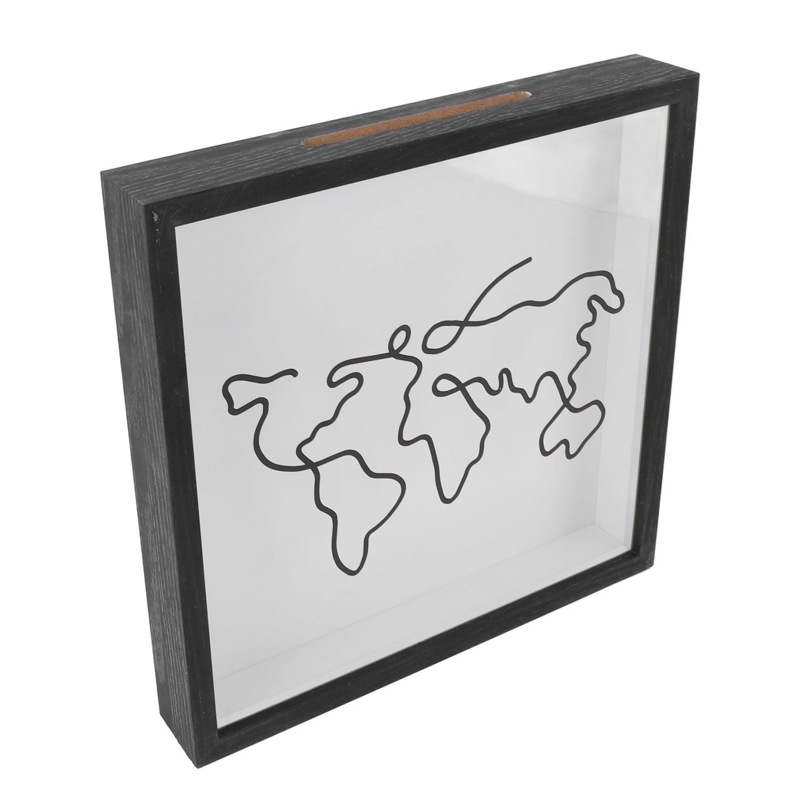

Travel Adventure Archive Shadow Box 29CM Storage Display White Top Loading Shadow Box with Slot for Picture Black чёрный