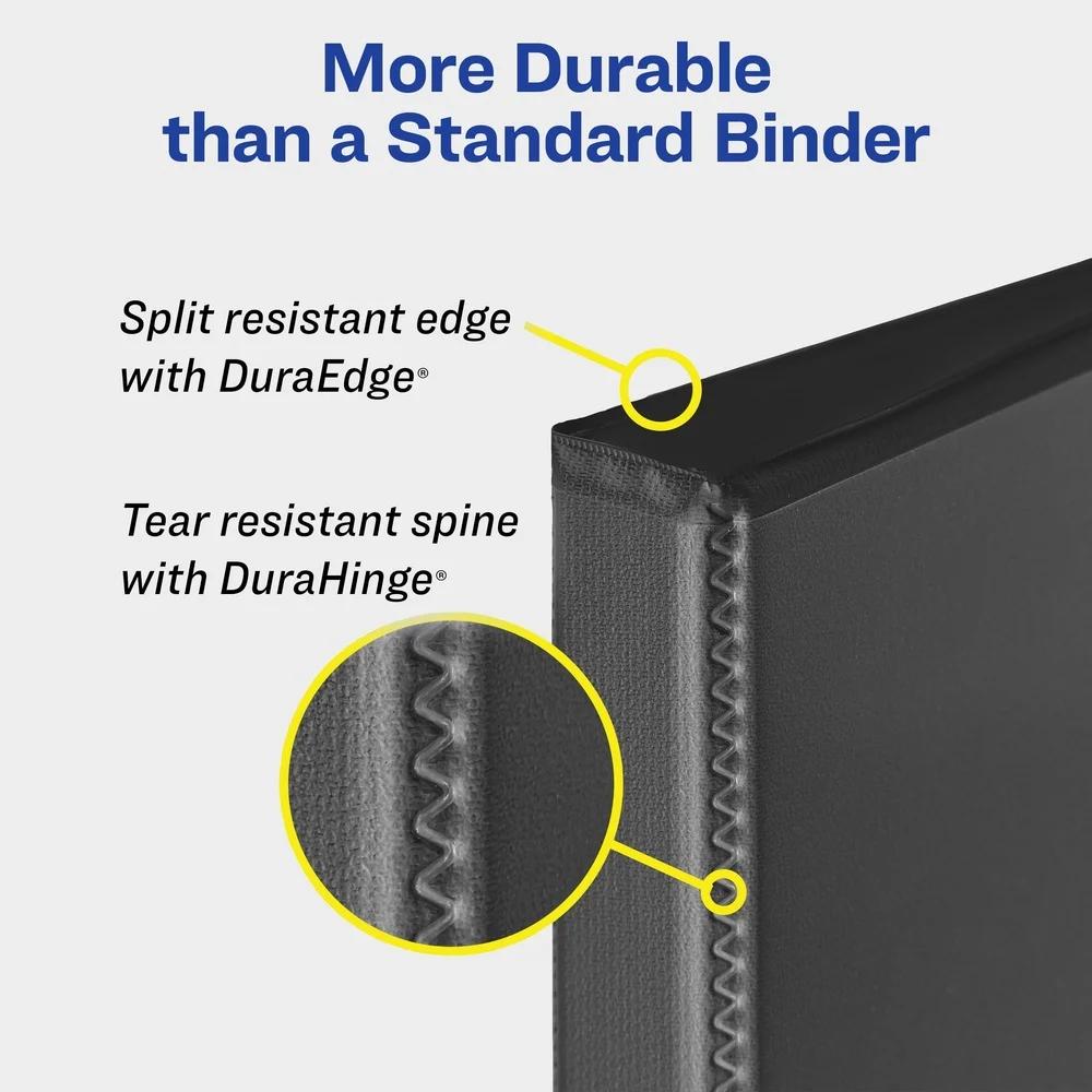 Heavy Duty View Binder 0.5 Inch One Touch Slant Rings 135 Sheet Capacity Black Binder DuraHinge DuraEdge Four Pockets School