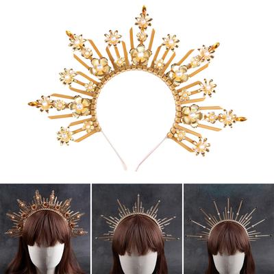 Crown Headband for Party Elegant Sungoddess Costume Hairband Bachelorettes Party Headband Female VirginMary Hairhoop