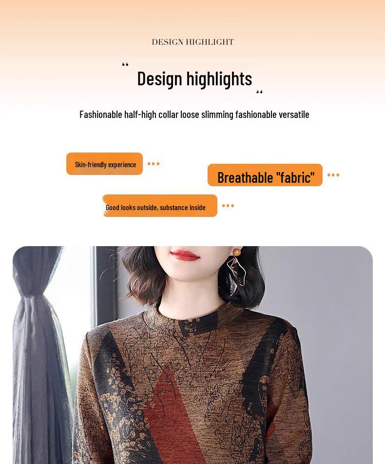 Women's Fleece-Lined Half-High Collar Long-Sleeve Top for Autumn/Winter 2026