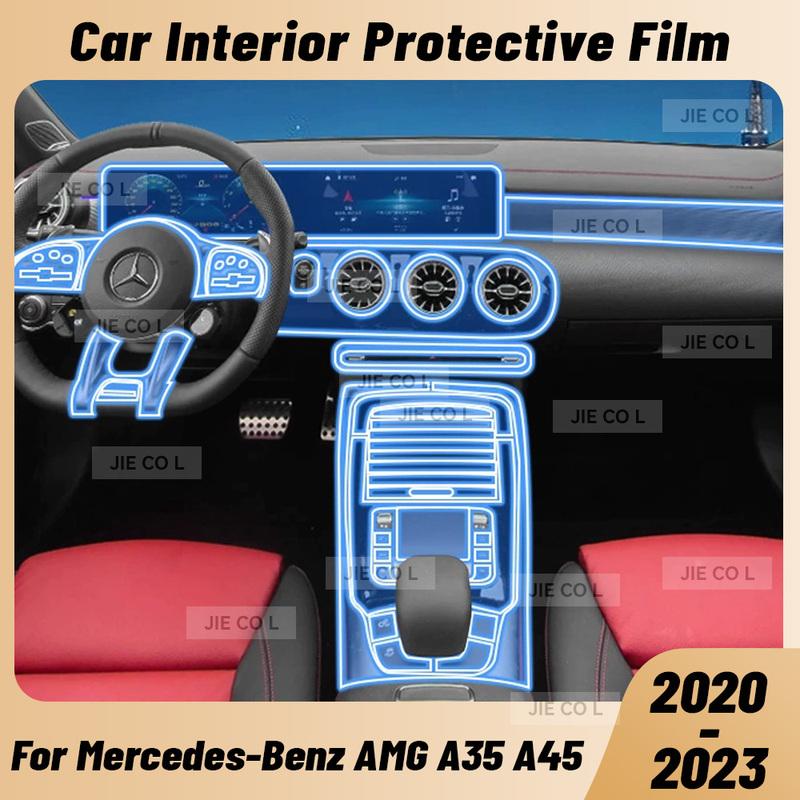 Anti-scratch Car Interior Center Console Media Dashboard Navigation TPU Protector Film For Mercedes benz AMG A35 A45 -