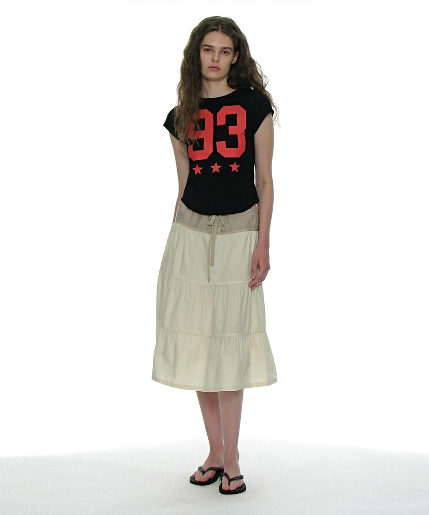Partimento Woman Tiered Shirred Midi Skirt_Ivory
