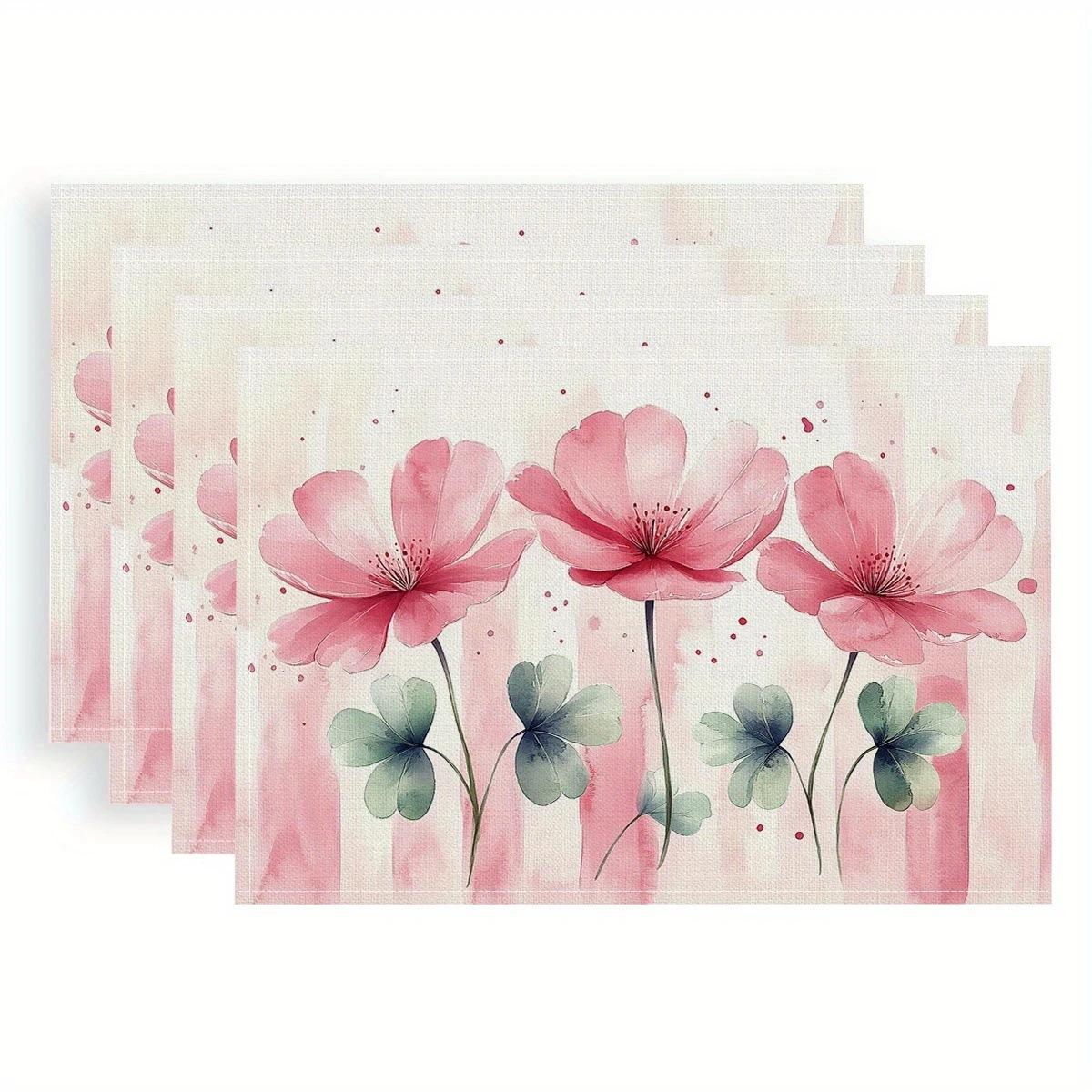 Квадратные подставки под тарелки с цветочным рисунком для декора столовой и кухни, 12 x 18 - Идеально подходят для семейных встреч и празднования дней рождения 4Pcs