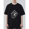 Black T Shirt With Wolf Head And Text Design For Casual Wear
