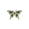 French Vintage Emerald Rhinestone Butterfly Brooch - Intricately Inlaid Metal Accessory