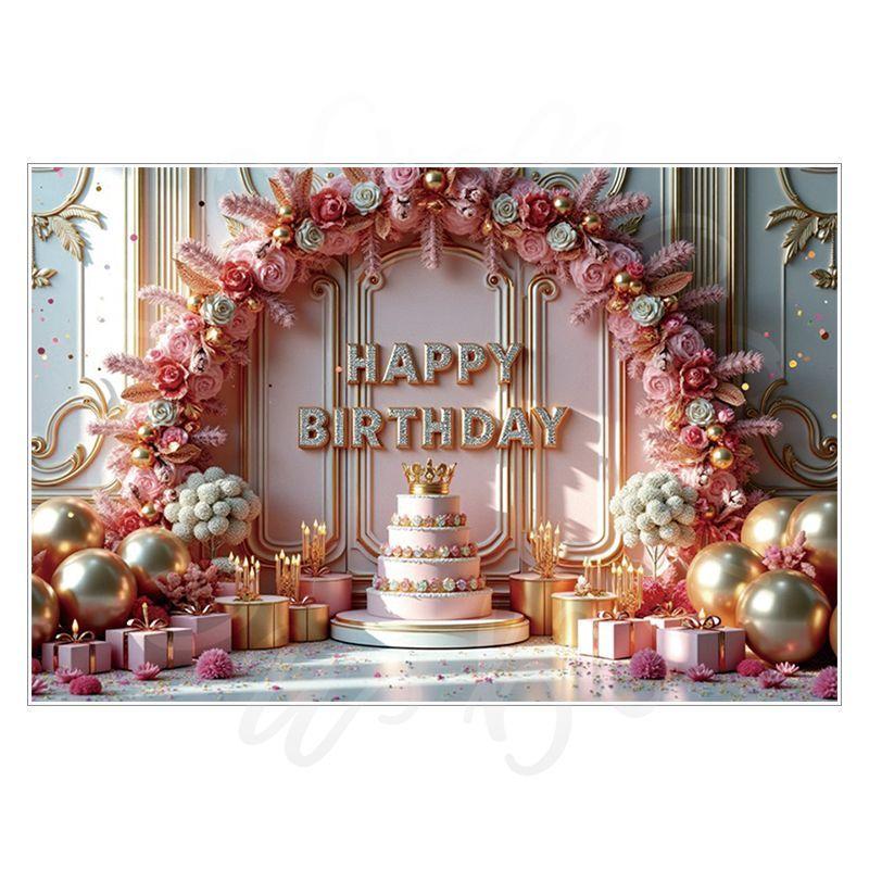 Pink Birthday Theme Party Decoration Backdrop Cloth - Party Decoration Scene Background Wall Hanging