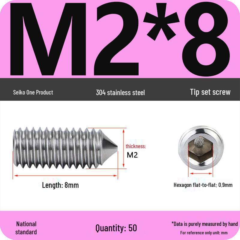 304 Stainless Steel Internal Hex Set Screw | Headless Grub Screw M2-M16