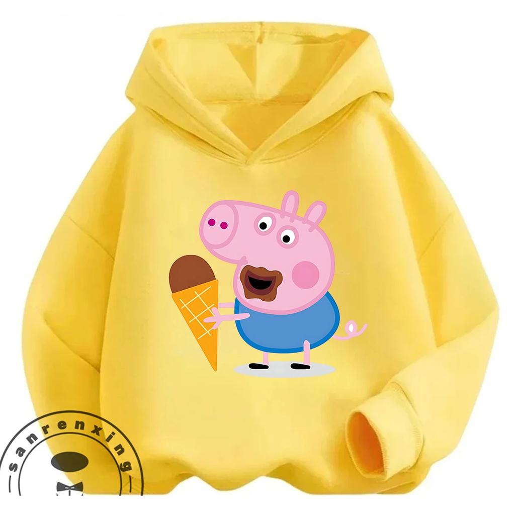 Autumn Winter Casual Youth Hoodie Cute Kawaii Cartoon Graphic Hooded Kids Tops Peppa Pig Boys Girls 3 14