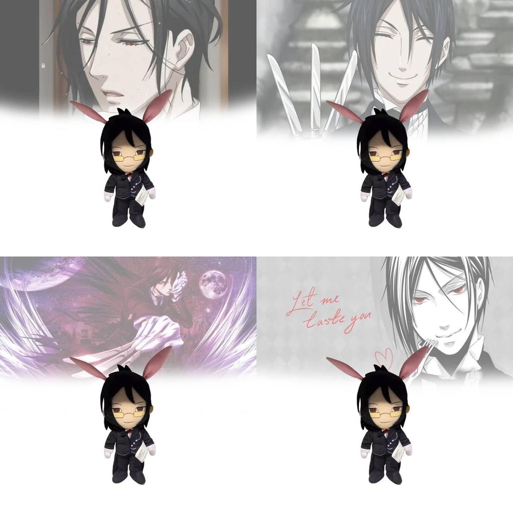 Entzückendes Black Butler Plüschtier mit Sebastian Michaelis und niedlichen Hasenohren