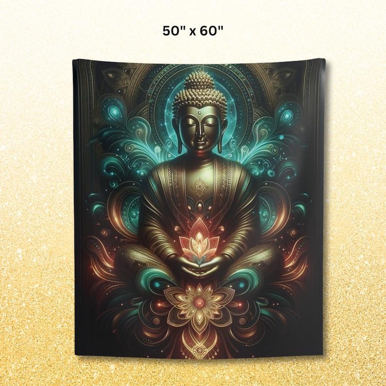 meditating Buddha statue tapestry 75x100 чёрный