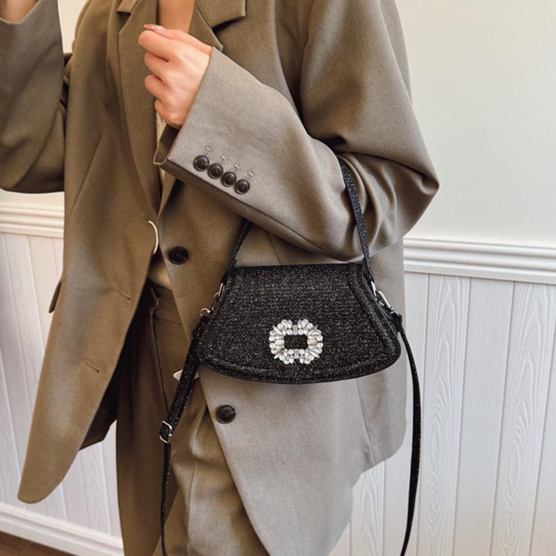 Women Vintage PU Leather Sequin Y2K Crossbody Bag Fashion Floral Decor Shine Lady Outdoor Leisure Bag for Female Birthday Gifts