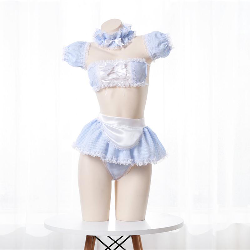 Sexy Pink Lingerie Cosplay Kawaii Japanese High Quality Apron Maid Sex Clothes Babydoll Dress Uniform Lace Miniskirt Outfit