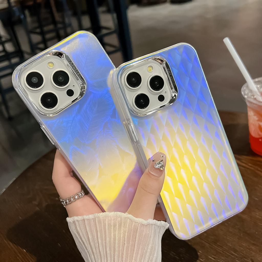 For iPhone 16 Pro Max Case Silicone+PC IMD Laser Texture Matte Phone Cover