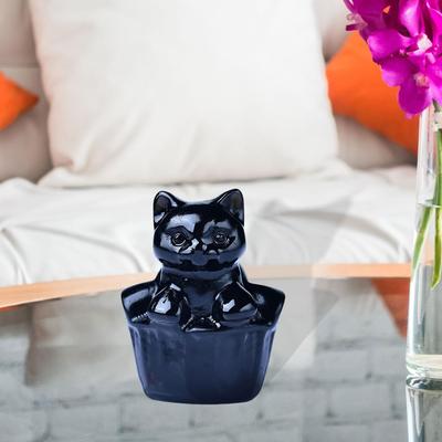 Imitation Crystal Cat Statue Cute Miniature Figurine for Living Room Bedroom