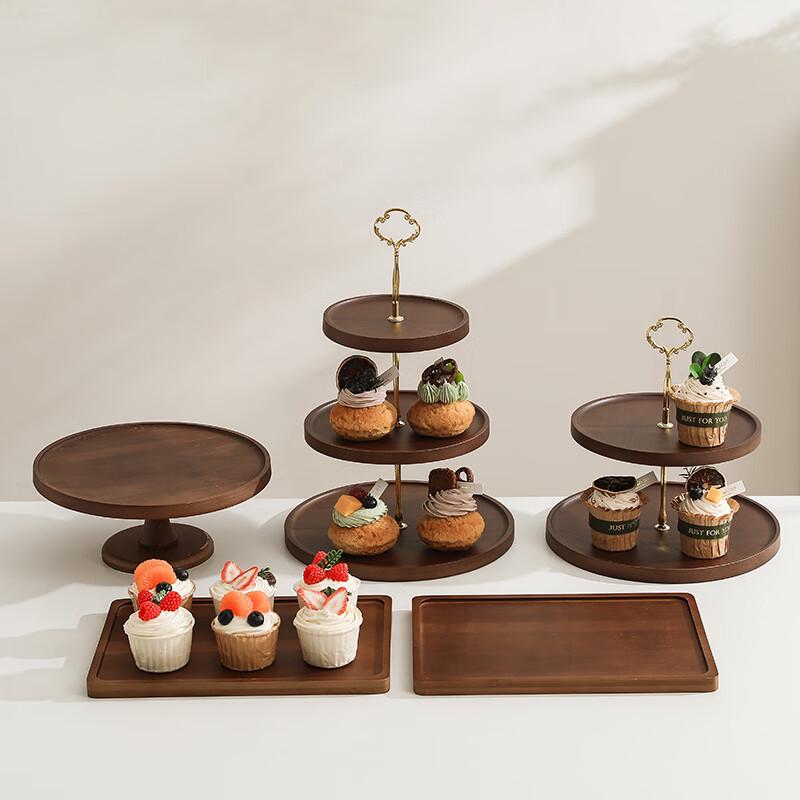 Wooden Double-Layer Dessert and Snack Stand