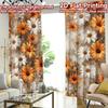 2D FLAT PRINTING 2pcs Curtains (Without Rod) Autumn Orange and White Daisies Modern Fashionable Curtains 100% Polyester Curtains