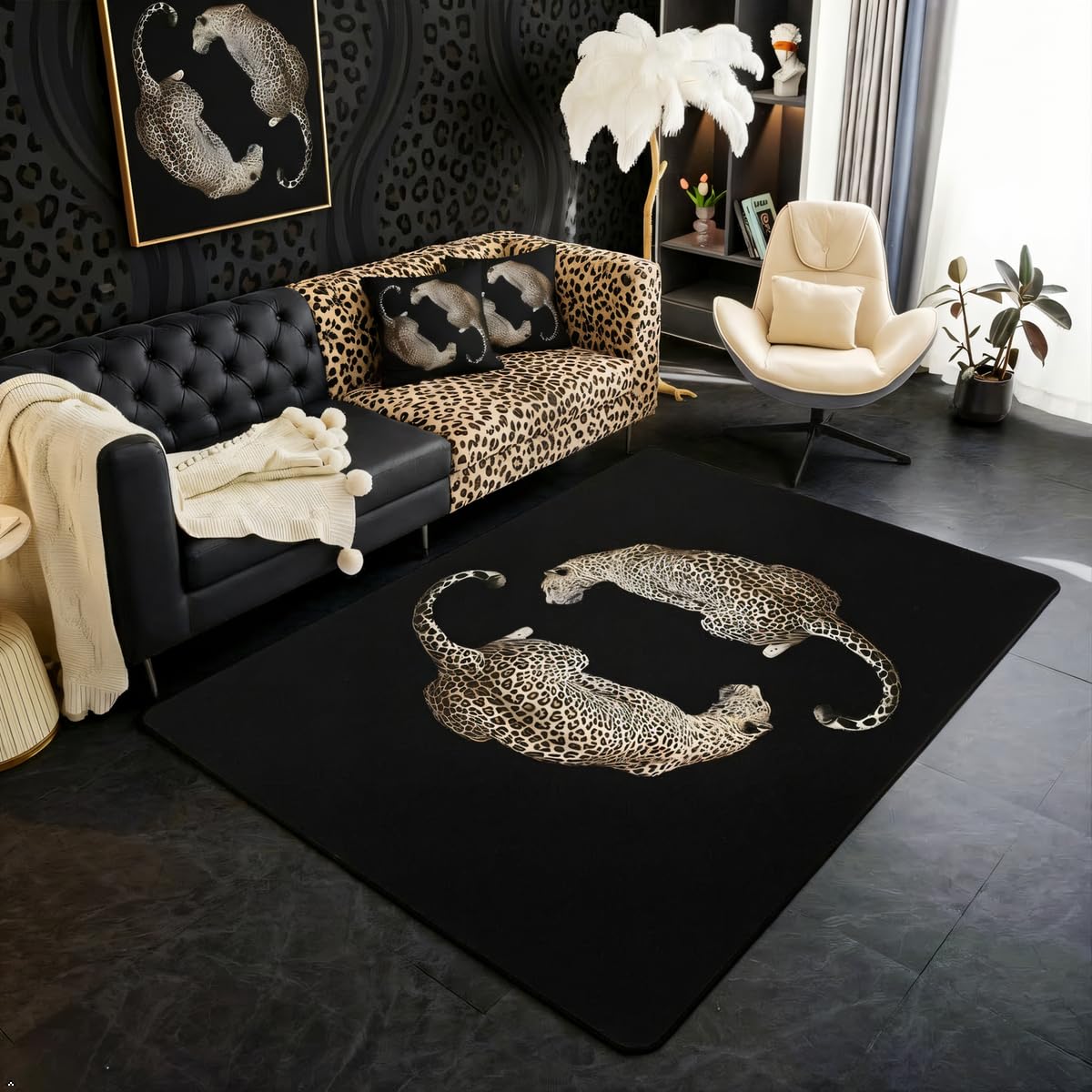 

Erosebridal Y2K Lucky 8 Ball 3 X 5 Area Rug,Trendy Cheetah Print Living Room Rugs,Fashion Leopard Preppy Decorative Carpet Vintage Black Bro 160cm x 200cm