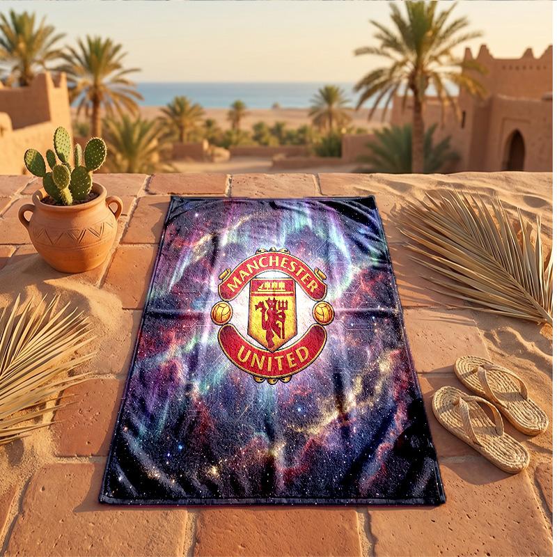Manchester United Baskılı Mikrofiber Plaj Havlusu Hızlı Kuruyan Emici Büyük Havlu Plaj Yüzme Seyahat İçin
