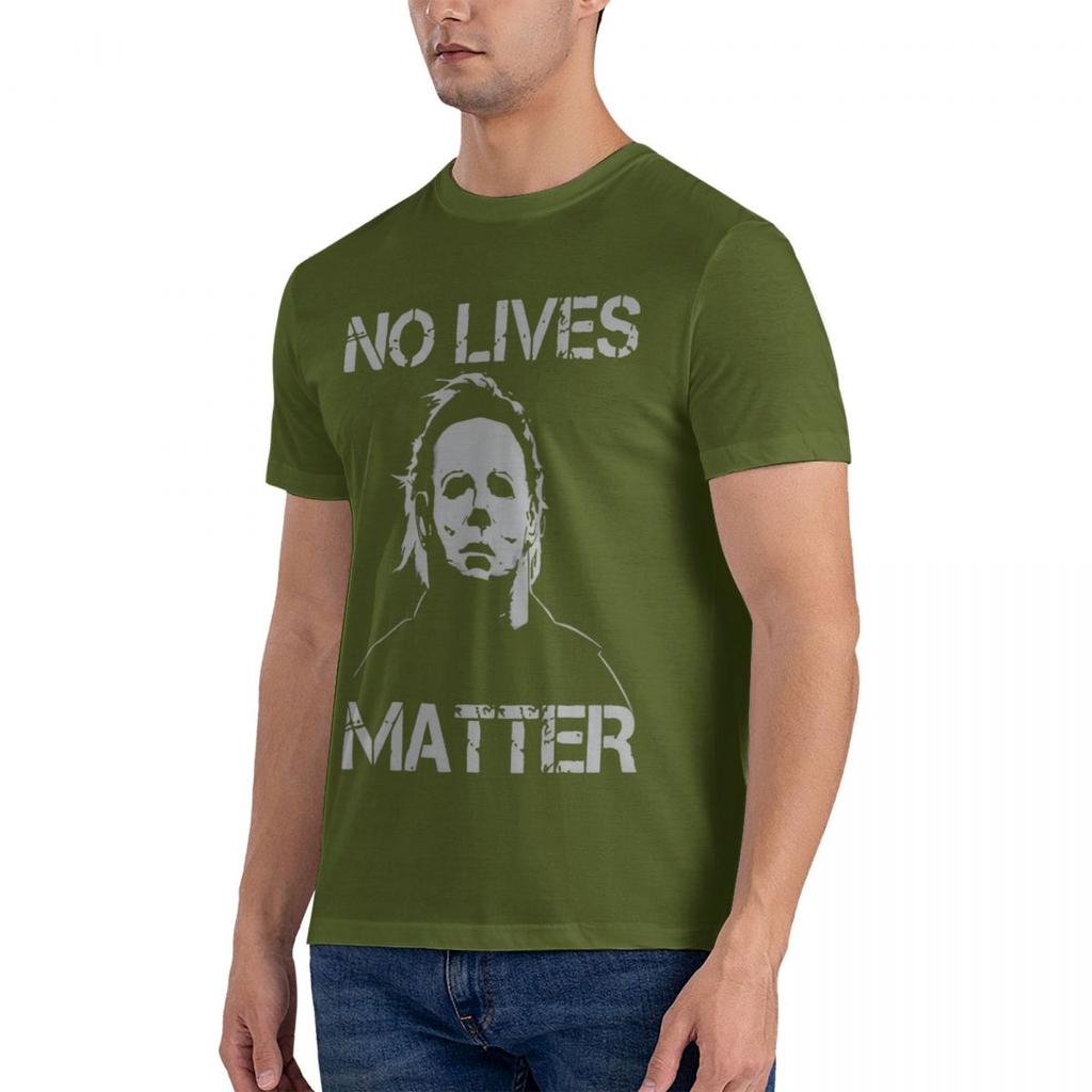 T Shirt No Lives Matter Michael Myers Horror Oversize T-shirts Man Vintage Funny For Men Top Y2k Man Short Sleeve T-shirt