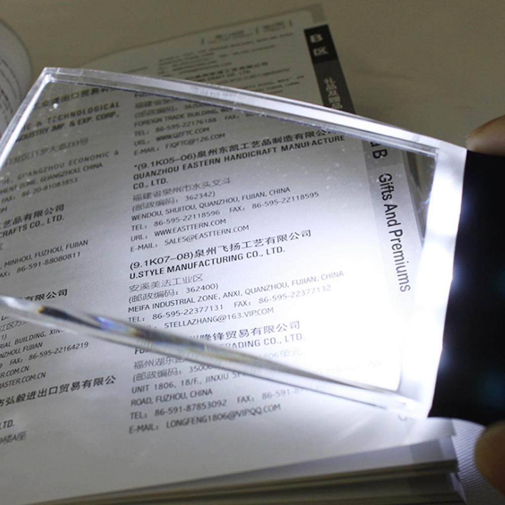 LED Light 2X Large Rectangular Handheld Magnifier Reading Magnifying Glass Rimless- Distortion-Free Lens for Seniors