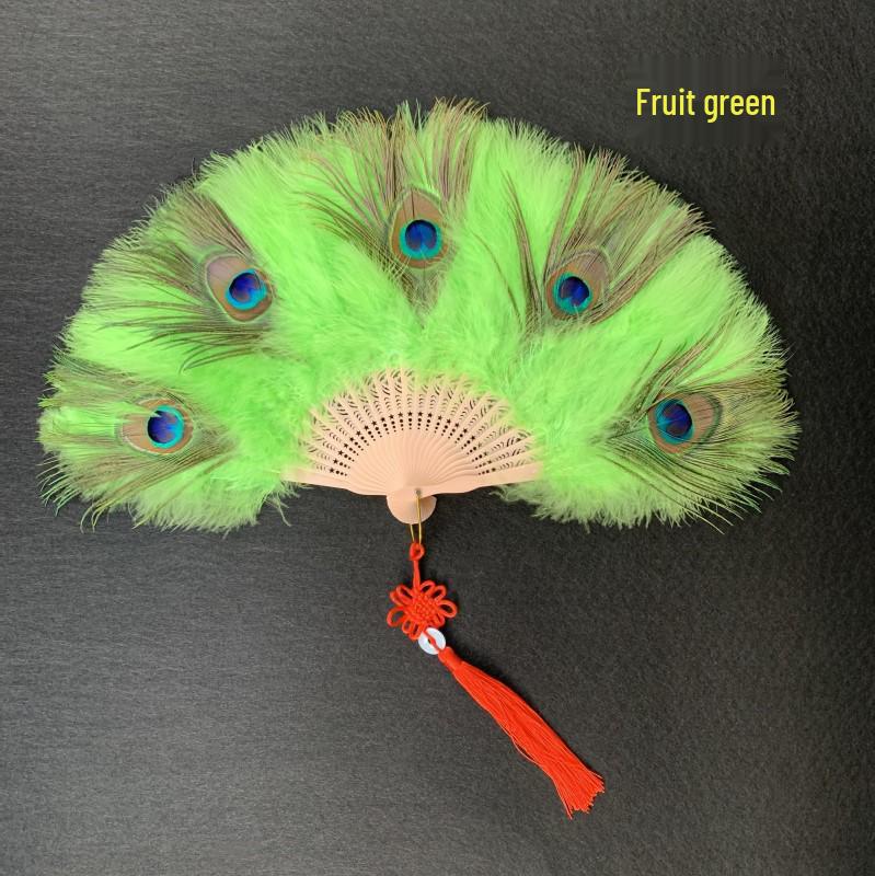 Peacock Feather Fan: Live Stream Cheongsam Fashion Show Accessory