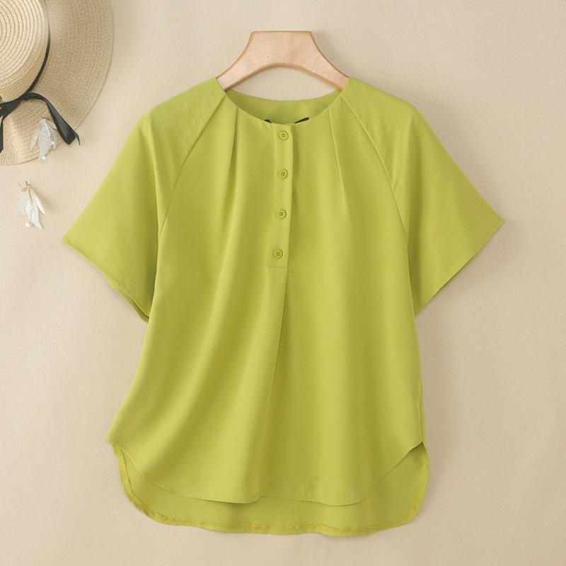 

ZANZEA Women Casual Round Neck Solild Color Short Sleeve Blouse L