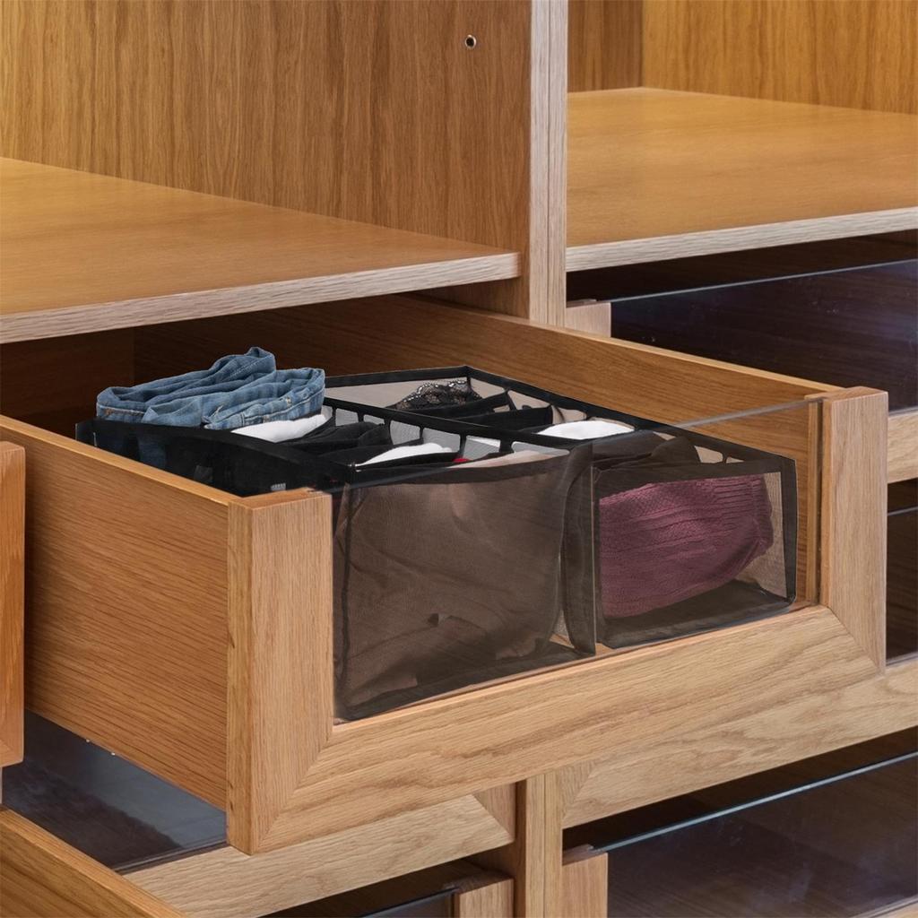 Drawer Organizer For Clothes, Black, Plastic, 9 Kmór