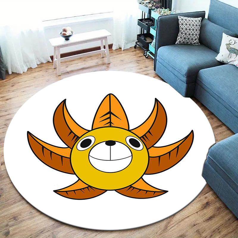 One Piece Jolly Roger Logo Round Area Rug Carpet Rug For Living Room Bedroom Sofa Playroom Decor Nonslip Floor Mat