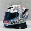 High-Definition Graphic Dynamic Dual R Full Face Motorcycle Helmet for Men Women City Commuting with Unique Artistic Designs