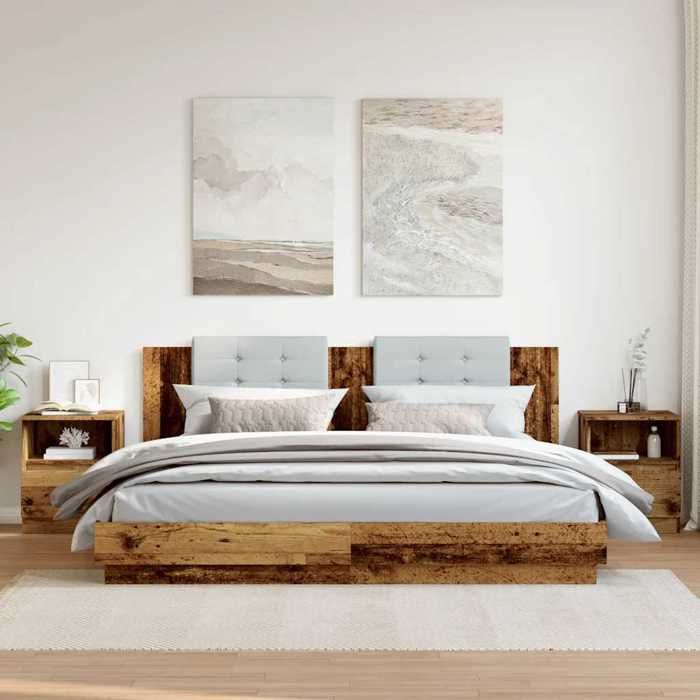 VidaXL Bedside Table 2 Pcs Old Wood 40x40x50 Cm Engineered Wood, Bedside Furniture, Side Table, Bed Cabinet, 856499