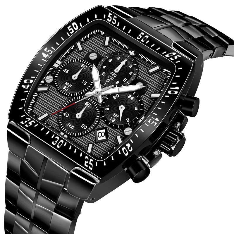 WWOOR Luxury Men's Watches Classic Multifunctional Sports Chronograph Original Quartz Watch For Men Waterproof Stainless Steel