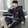 Herren Verdickter Korallenfleece Einteiler Schlafanzug - Winter/Herbst Flanell Hausanzug für Teenager & Erwachsene