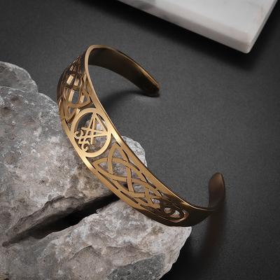 Cross Cuff Adjustable Bracelet Seal Satan Amulet Stainless Steel Bracelet