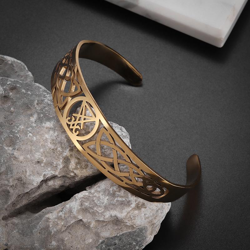 

Браслет с регулируемым манжетом, амулет Печати Сатаны, браслет из нержавеющей стали