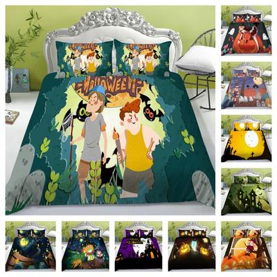 Påslakan Set Halloween 3D-tryck Hemtextilier King Size Sängkläder Tonåringar Barn Mjuk Påslakan Mycket Sängkläder Set