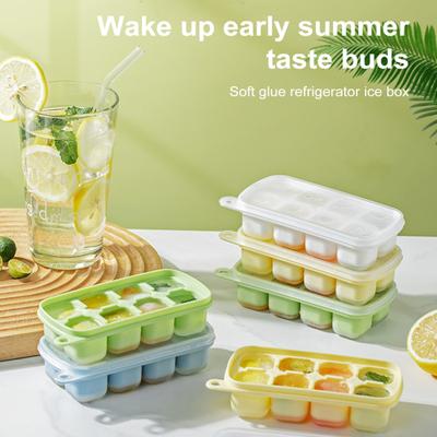 Ice Tray with Lid 8-Cavity Easy-Release Mini Stackable Ice Mold Multi-Purpose Ice Tray for Iced Coffee Whiskey Beverages Cocktails