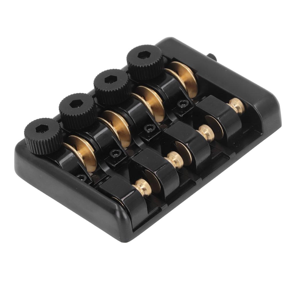 4 String Headless Electric Bass Bridge Zinc Alloy Brass Bridge Replacement with String Lock Black