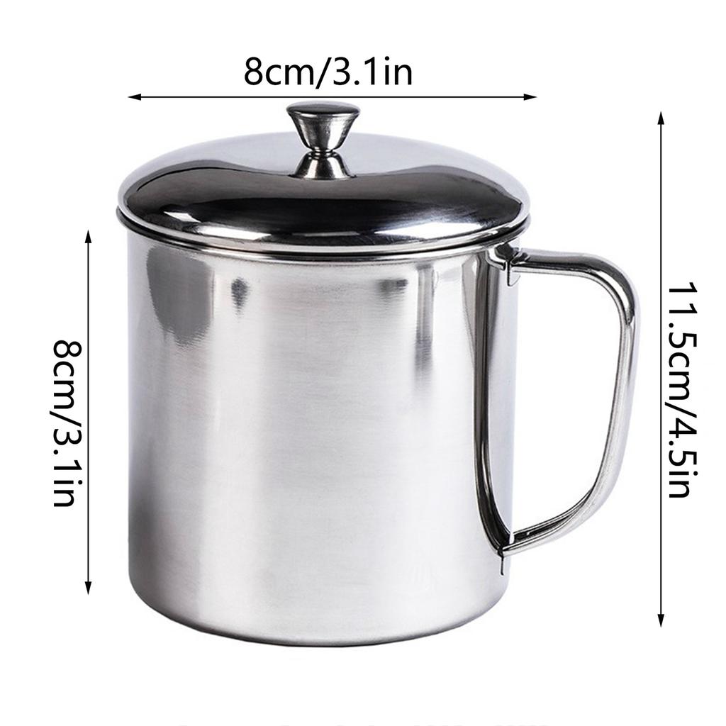 Bärbar vattenkopp 350 ml 304 Rostfritt stål Rostfri Temugg med lock och handtag för mjölk, juice, dryck