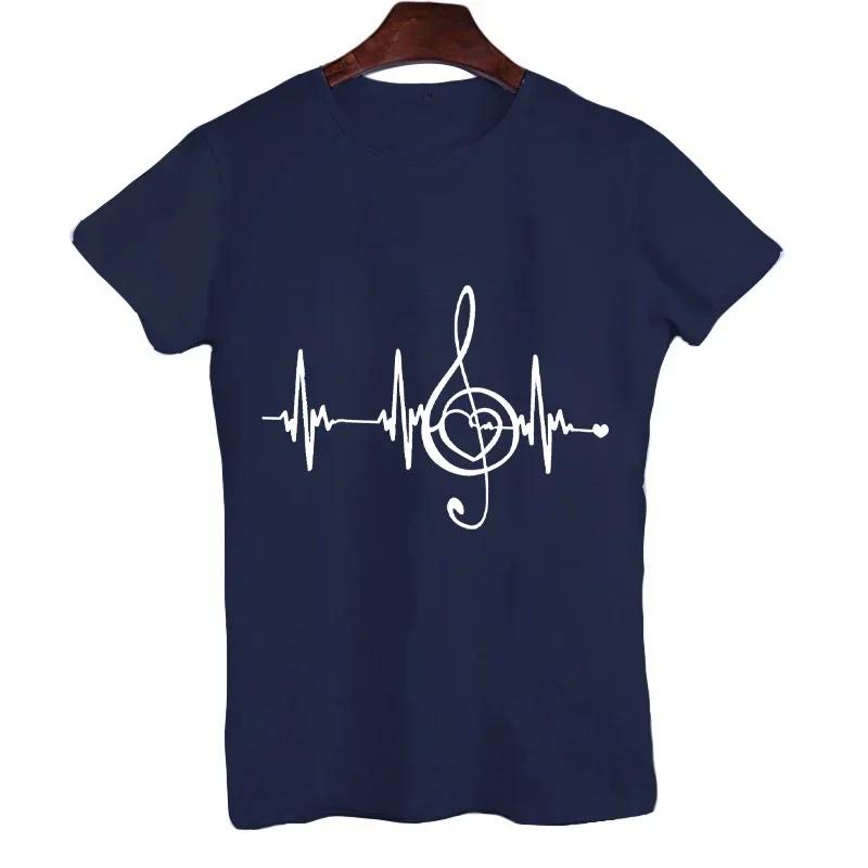 Herren Schwarze Hemden Kurzarm T-Shirts Übergroße Sommeroberteile Musiknote Herzschlag Lustige T-Shirts für Männer Design Musik T-Shirt Oberteile