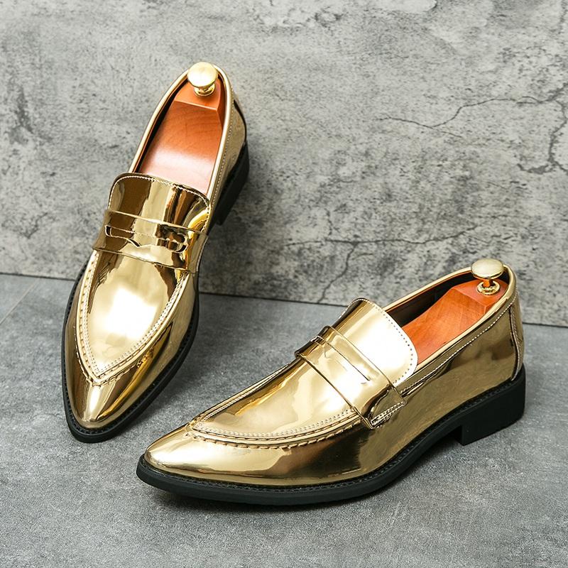 New Britain  Men Pointed Black Gold Green Purple Casual Shoes Penny Loafers Formal Wedding Dress Footwear Zapatos Hombre