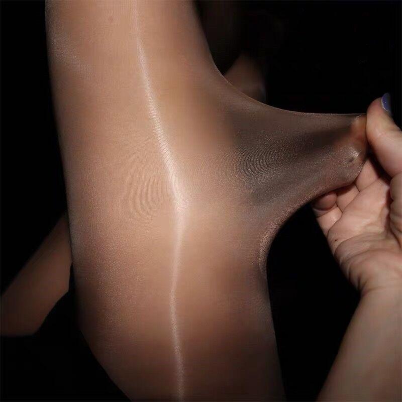 M-XL PLUS Glossy Reflective Crotchless Pantyhose for Women Pearlescent Silky Stockings Sexy Leggings Socks