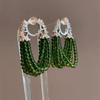 New Chinese-style Earrings Similar To Liu Yifei's, with Green Beads and Tassels, Featuring a National-style, Light-luxury, Niche, and High-end Feel