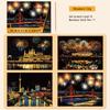 4 Stück/Set A4 DIY Kratzbild Stadtarchitektur Landschaft Szenerie Figur Illustration Nachtansicht Kratzbild Spielzeug